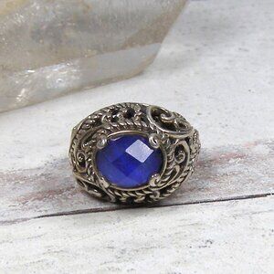Sterling Silver Carolyn Pollack Filigree Blue Lapis Doublet Ring Southwestern 5